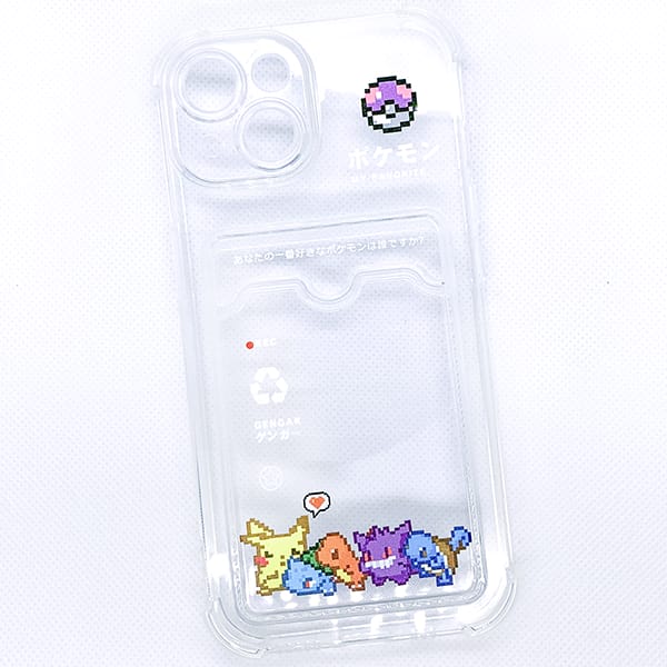 Ốp lưng hình Pokemon trong suốt có ngăn đựng hình cho iPhone 15