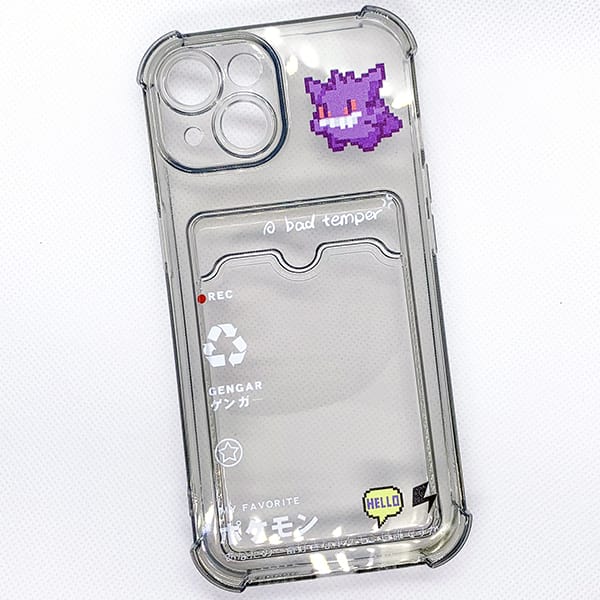 Ốp lưng hình Pokemon Gengar  trong suốt có ngăn đựng hình cho iPhone 15