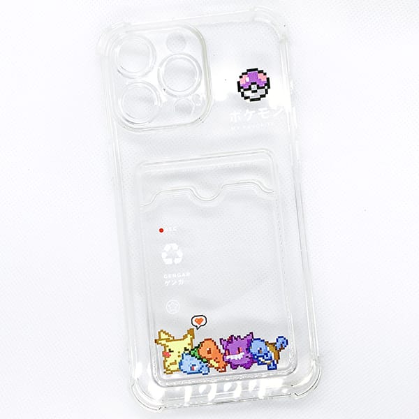 Ốp lưng hình Pokemon trong suốt có ngăn đựng hình cho iPhone 15 Pro Max