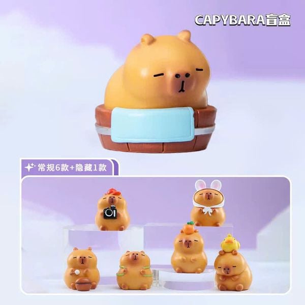 Mô hình Hộp Mù Capybara Đời Tươi Hồng Blind Box nhận mô hình siêu cute dễ thương