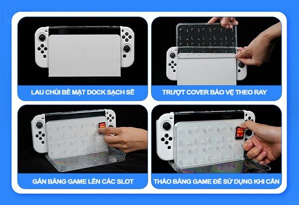 Shop bán Ốp trong suốt kiêm đựng băng game IINE bảo vệ Dock Nintendo Switch OLED
