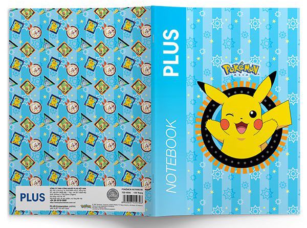 Dụng cụ văn phòng phẩm Tập học sinh Notebook B5 Pokemon 5 ô ly 120 trang Xanh dương nhạt