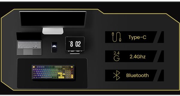 Bàn phím cơ AKKO 5098B Black & Gold Hotswap V3 Piano Pro cao cấp chất lượng tốt dành cho game thủ nhân viên văn phòng
