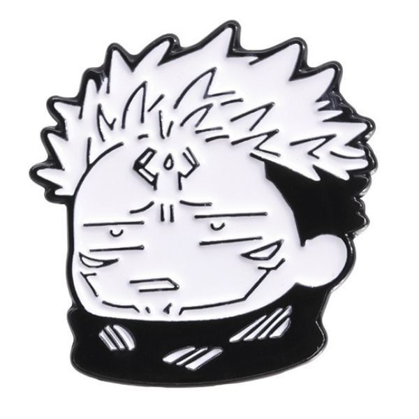 Pin cài kim loại Jujutsu Kaisen Chibi Black White có chi tiết nổi bật