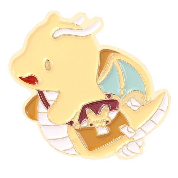 Pin kim loại logo cài áo chibi Dragonite & Pikachu