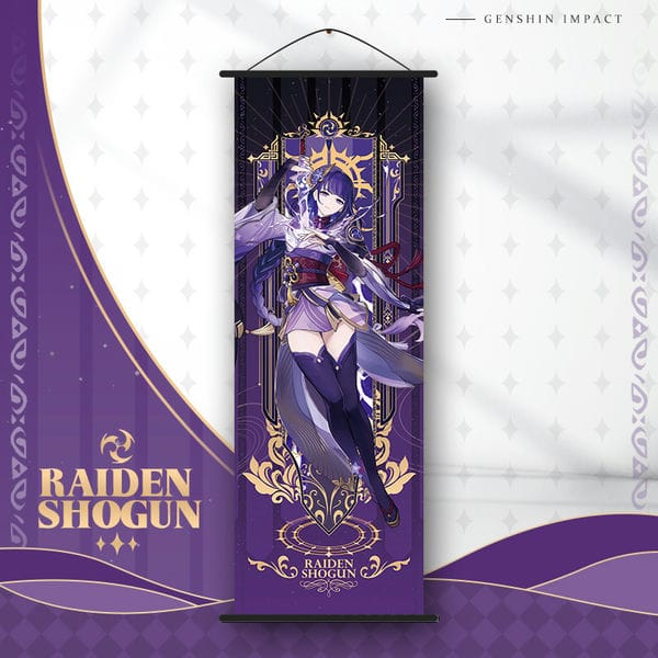 Poster vải tranh cuộn anime game Genshin Impact Vol 4 Raiden Shogun