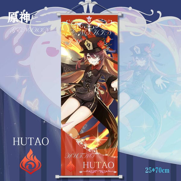 Poster vải tranh cuộn anime game Genshin Impact Vol 8 Hu Tao