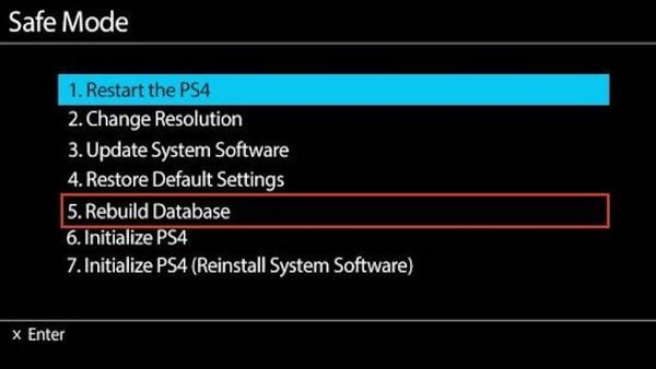 rerun the PS4 hard drive database