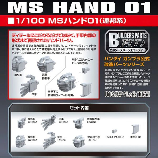 review Builders Parts HD 1/100 MS Hand 01 EFSF