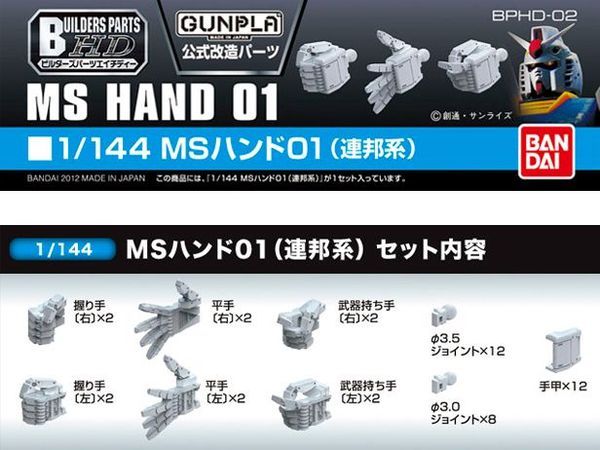 review Builders Parts HD 1/144 MS Hand 01 EFSF gundam
