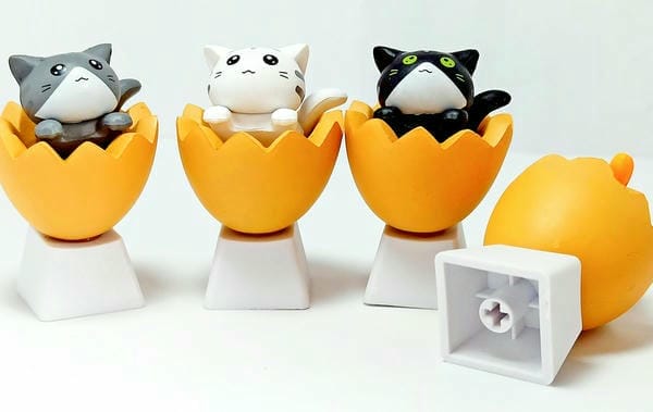 Nút Keycap Mèo vỏ trứng cho phím cơ đẹp mắt dễ thương trang trí bàn phím ấn tượng độc đáo