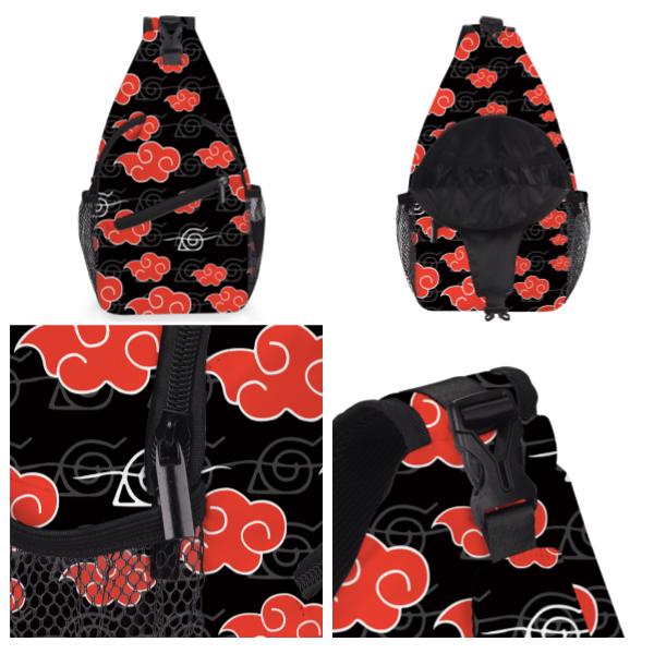 Túi đeo chéo Naruto Akatsuki đỏ đen cao cấp làm quà tặng sinh nhật lưu niệm fan Anime