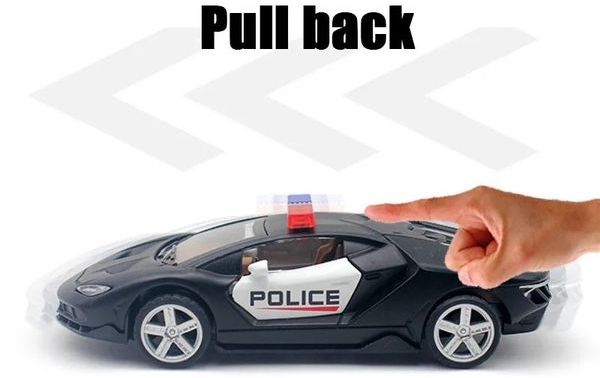 Mô hình xe cảnh sát bằng kim loại tỉ lệ 136 chạy bằng dây cót Hotsen xe đồ chơi dễ thương cho trẻ em chất liệu an toàn chi tiết đẹp mắt