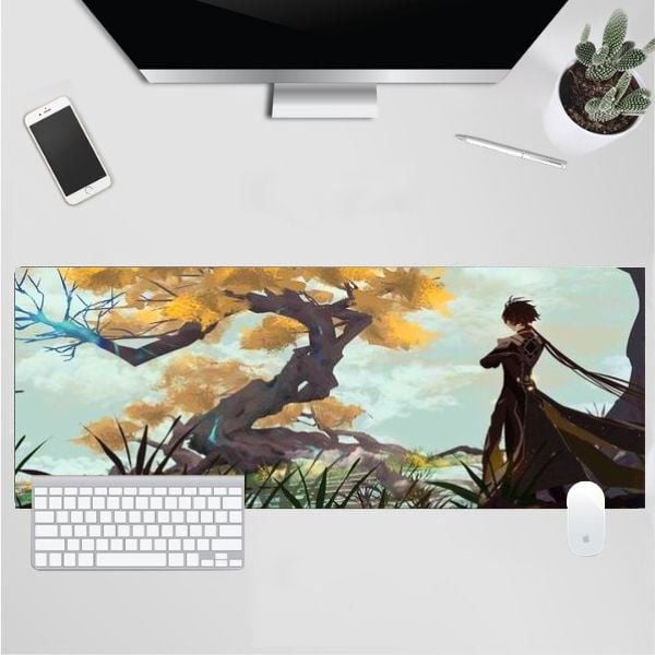 Lót chuột gaming Genshin Impact Vol 1 Zhongli in hình đẹp mắt kích thước lớn deco siêu đẹp