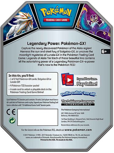 shop bán LUNALA GX LEGENDS OF ALOLA TIN