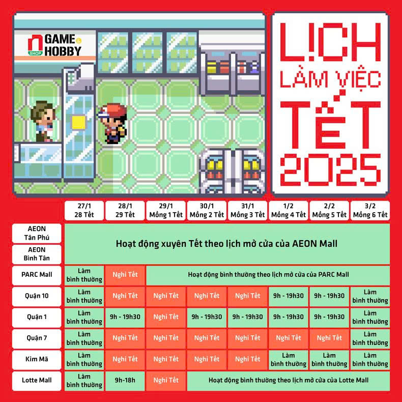 LỊCH LÀM VIỆC NSHOP DỊP TẾT 2025 hcm hà nội