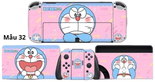 Skin dán in hình cho Nintendo Switch OLED Doraemon hồng dễ thương