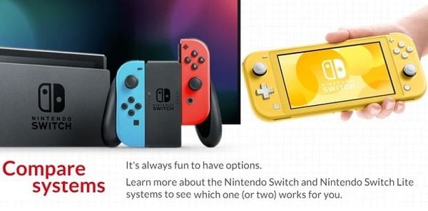 so sánh Nintendo Switch Lite và Nintendo Switch