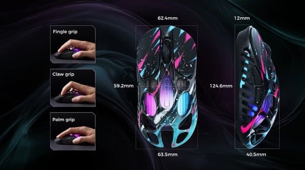 Chuột không dây size lớn GravaStar Mercury X Pro Wireless Gaming Mouse dễ dàng cầm nắm bán tại nShop