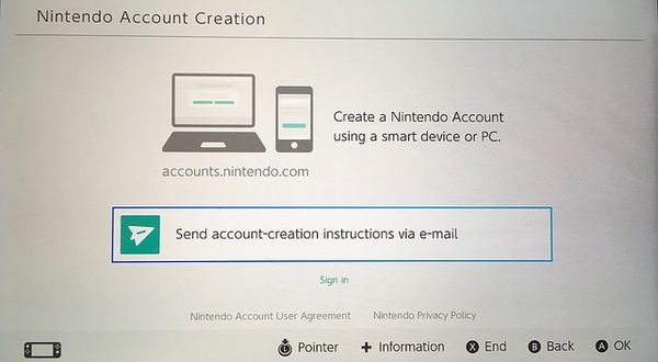 Create account for Nintendo Switch step 4