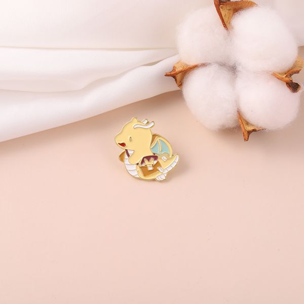 Phụ kiện thời trang cài balo Pin kim loại logo cài áo chibi Dragonite & Pikachu