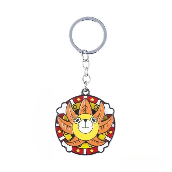 Móc khóa kim loại One Piece xoay tròn tàu hải tặc Thousand Sunny