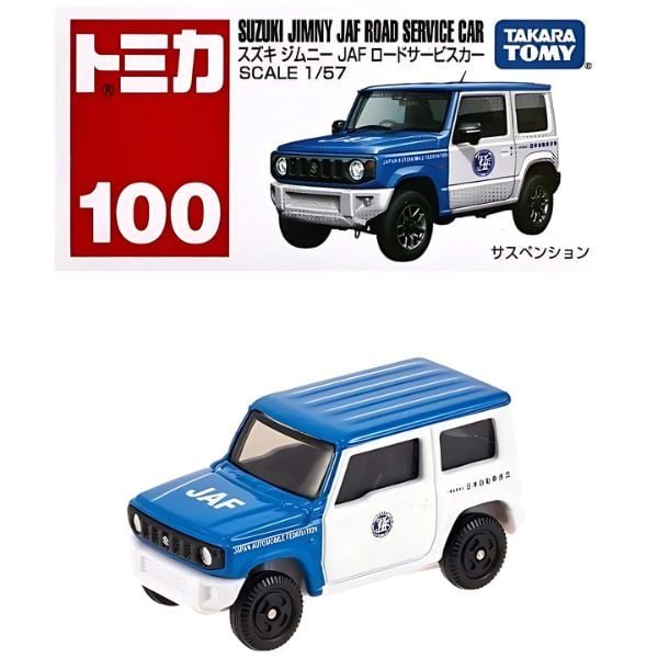 Xe mô hình Tomica No. 100 Suzuki Jimny JAF Road Service Car tỉ lệ thu nhỏ sắc nét, sưu tầm ngay tại nShop