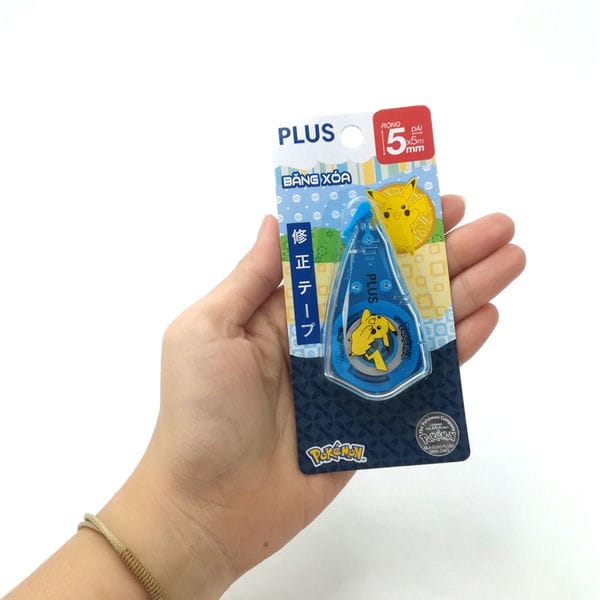 Văn phòng phẩm Băng xóa kéo Pokemon Pikachu màu Xanh 5mm x 5m