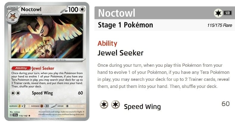 Noctowl - Bùng nổ với Ability tìm 2 thẻ Trainer từ Deck