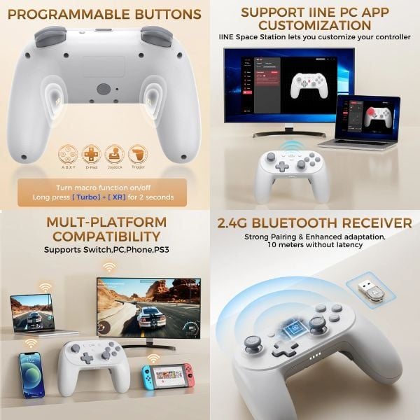 Tay Game IINE Athena Wireless Controller PC Layout - White L1002 nShop giao hàng trong ngày