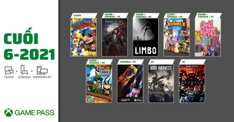 Xbox Game Pass cuối 6-2021 đầu tháng 7