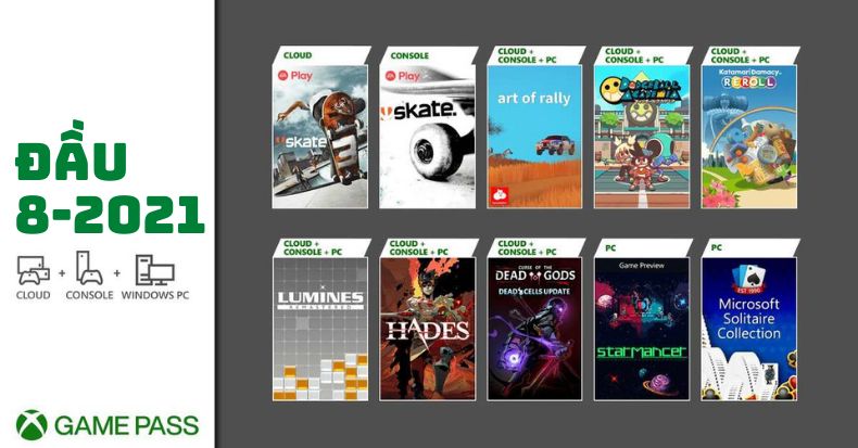 game miễn phí Xbox Game Pass đầu tháng 8-2021
