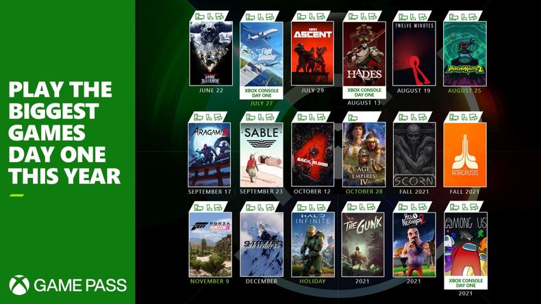 Xbox Game Pass day one 2021