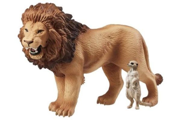 Ania AS-01 Lion With Meerkat - Mô Hình Sư Tử Và Cầy Vằn Nhỏ Gọn