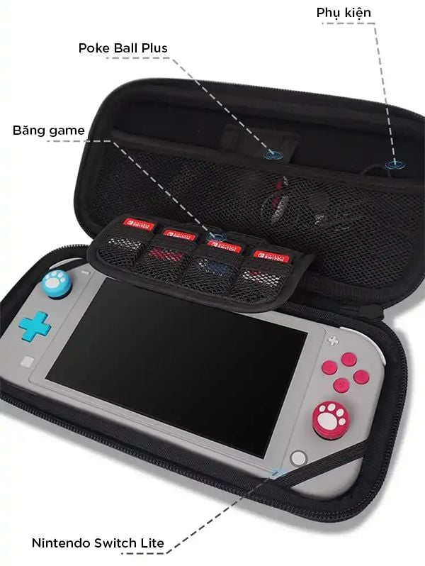 bóp EVA đựng máy Nintendo Switch Lite Pokemon Sword & Shield IINE L286 chất lượng cao
