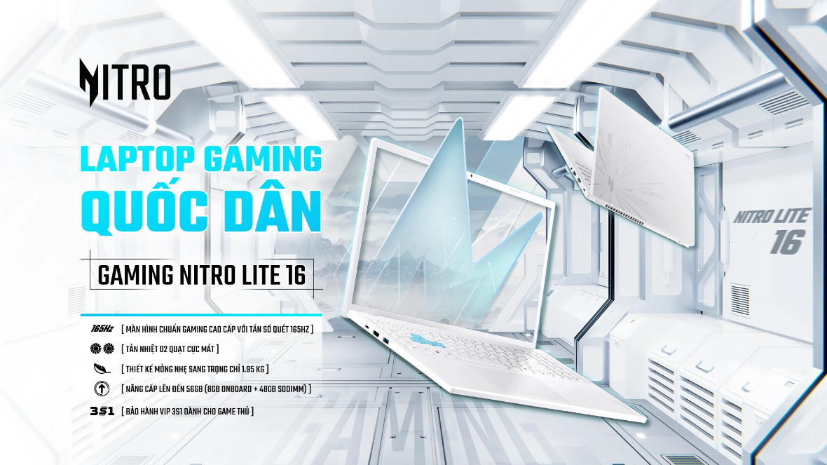Acer Nitro Lite 16 – Laptop Gaming Mỏng Nhẹ Chuẩn Esport, Cấu Hình Mạnh Mẽ 2025