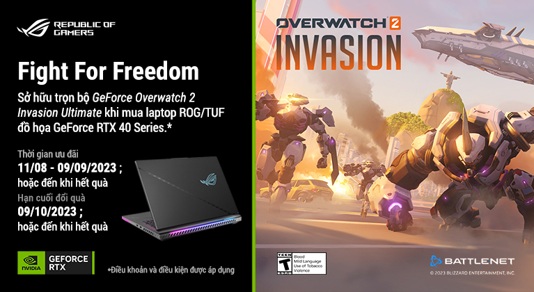 Mua laptop ROG sở hữu ngay trọn bộ Overwatch 2 Invasion Ultimate vừa mới ra mắt.