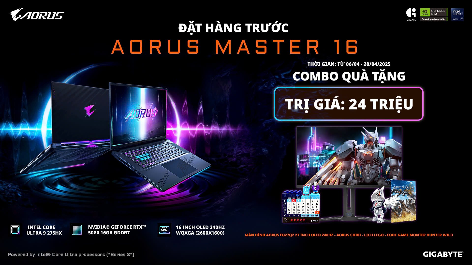 ĐẶT TRƯỚC SIÊU PHẨM LAPTOP GIGABYTE AORUS MASTER 16 – NHẬN NGAY QUÀ KHỦNG!