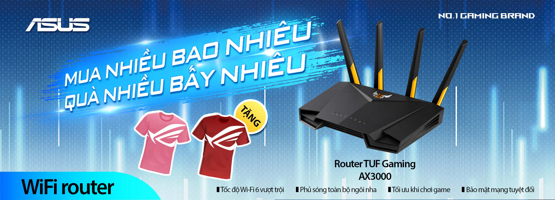 Mua Wi-Fi ASUS TUF Gaming AX3000 nhận Áo thun ROG