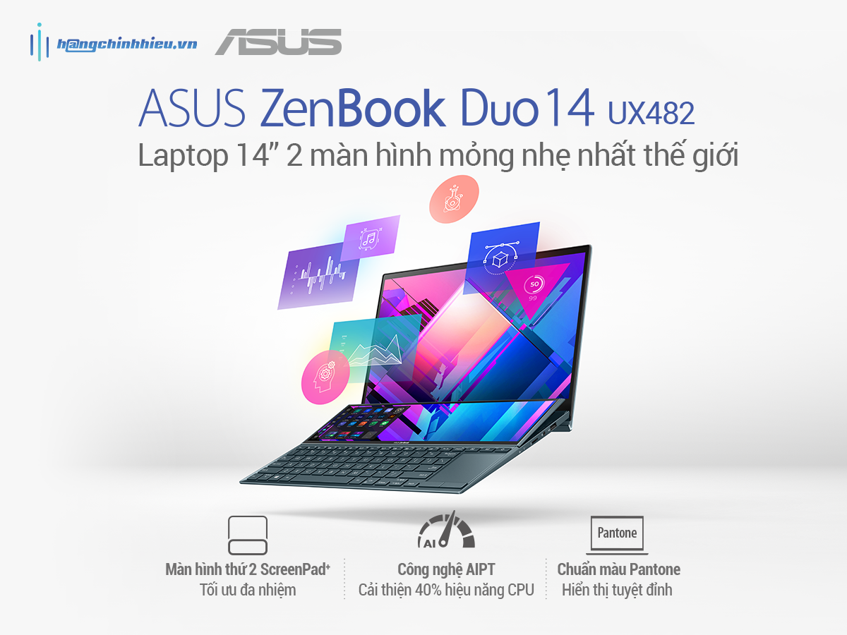 Asus ZenBook Duo 14 (UX482): Laptop văn phòng 14” 2 màn hình mỏng nhẹ nhất thế giới.