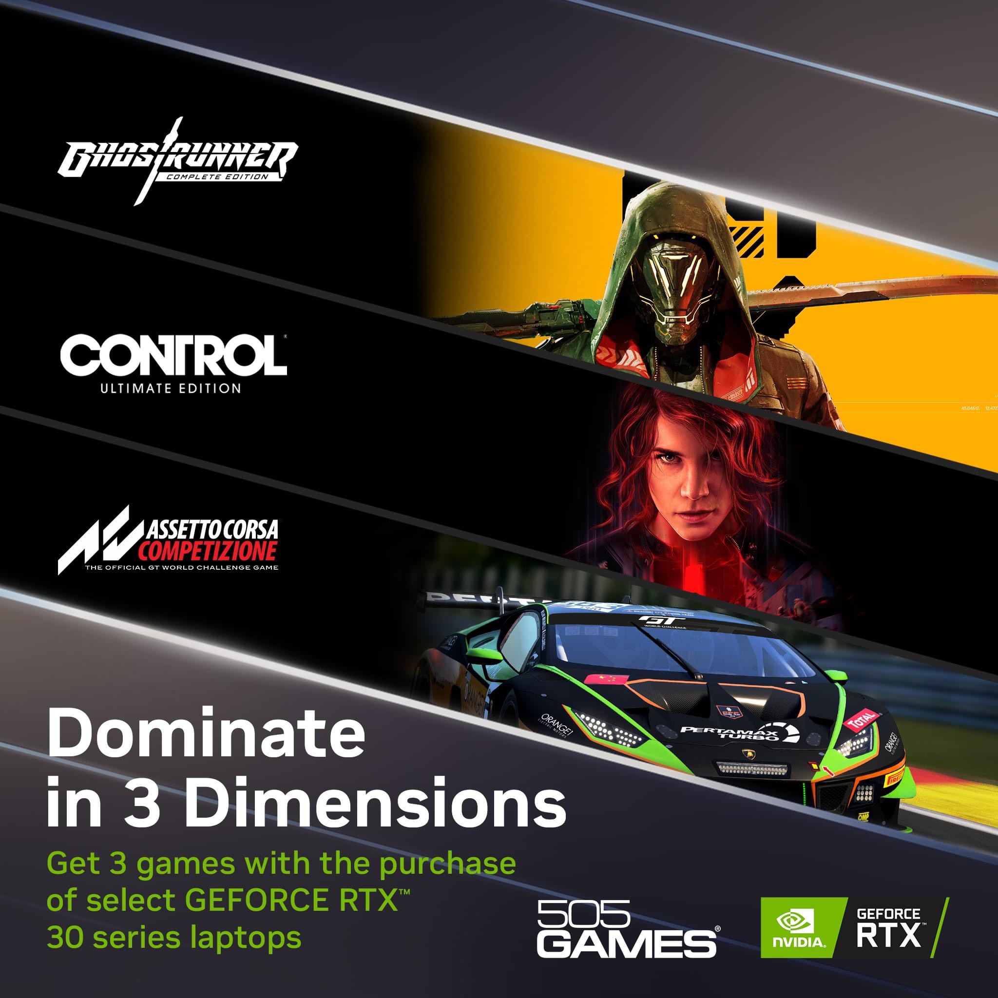 Cơ hội nhận 3 games miễn phí khi mua sản phẩm GeForce RTX™ 30 Series Laptop