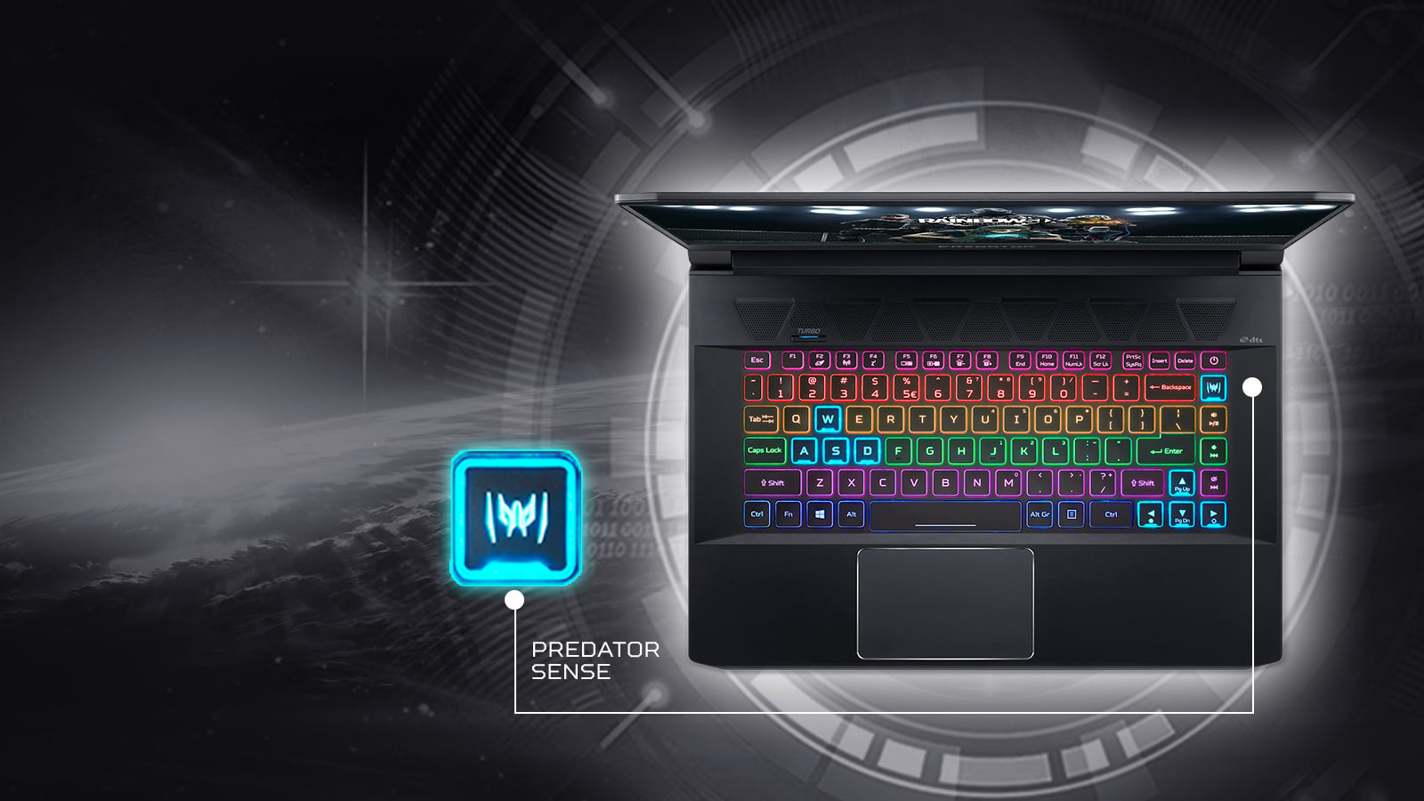 Cover Bracciolo Con Tastiera US International Per Acer Predator Triton PT515-52 - Originale Nero