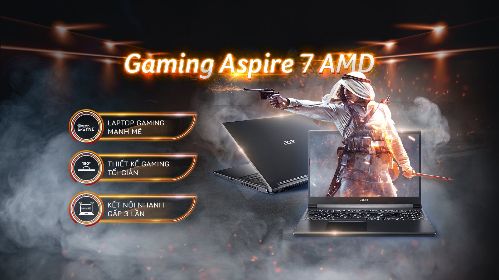 Laptop Acer Gaming Aspire 7 A715-43G-R8GA (R5 5625U | 8GB RAM | 512GB SSD | 15.6 inch FHD 144Hz | RTX3050 4G | Win11 | Đen)