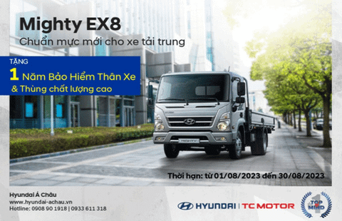 Hyundai Mighty EX8 tiếp tục khuyến mãi lớn trong tháng 8