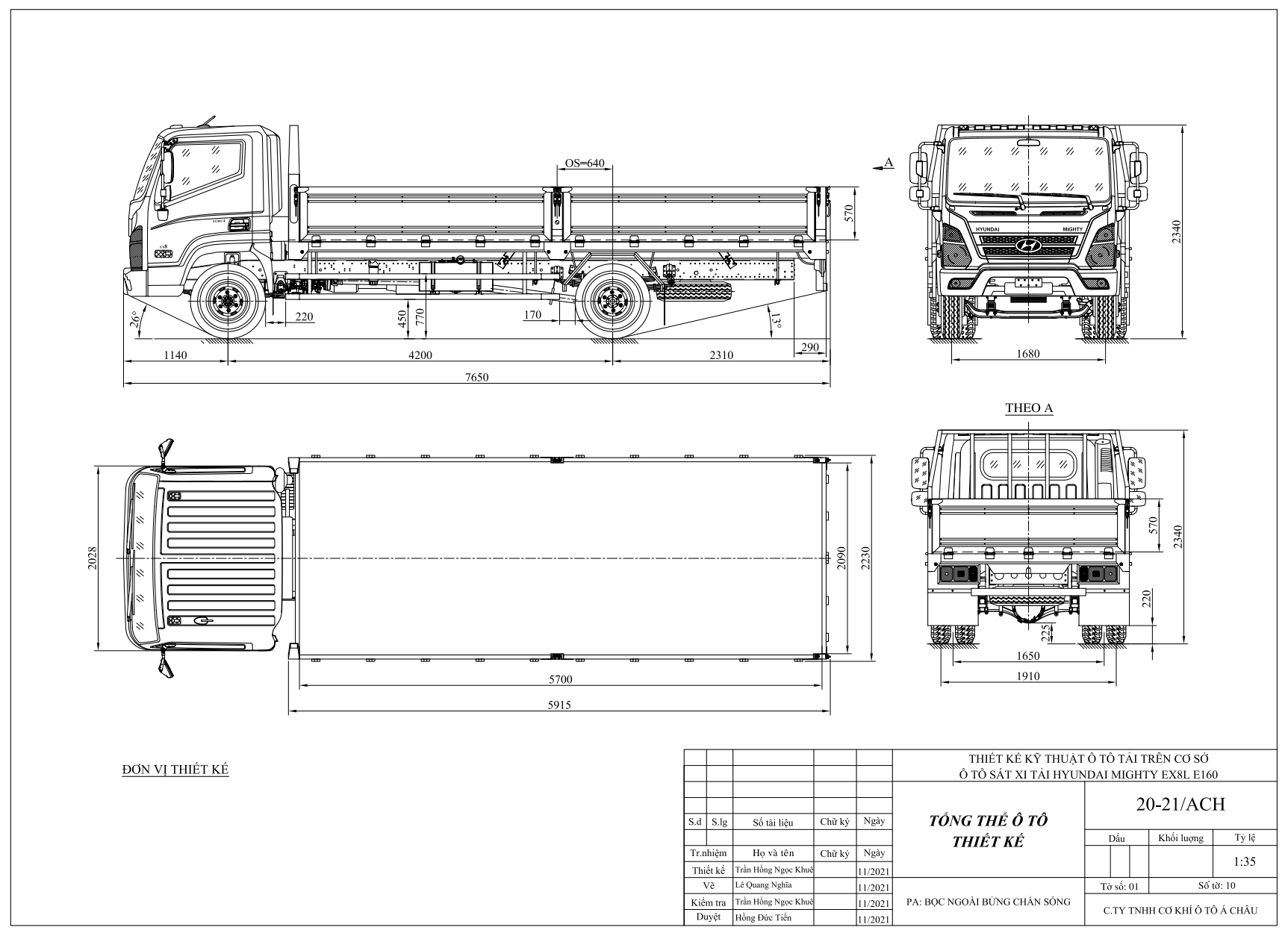 bản vẽ thùng bạt xe tải Hyundai Ex8L 7.5 tấn