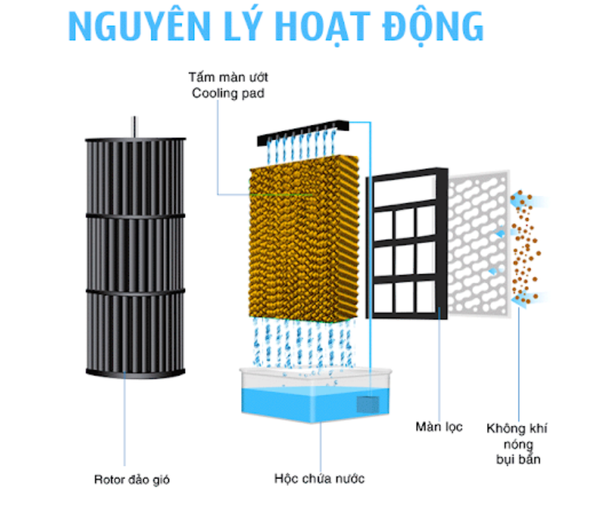 Nguyên lý hoạt động của máy làm mát không khí bằng hơi nước