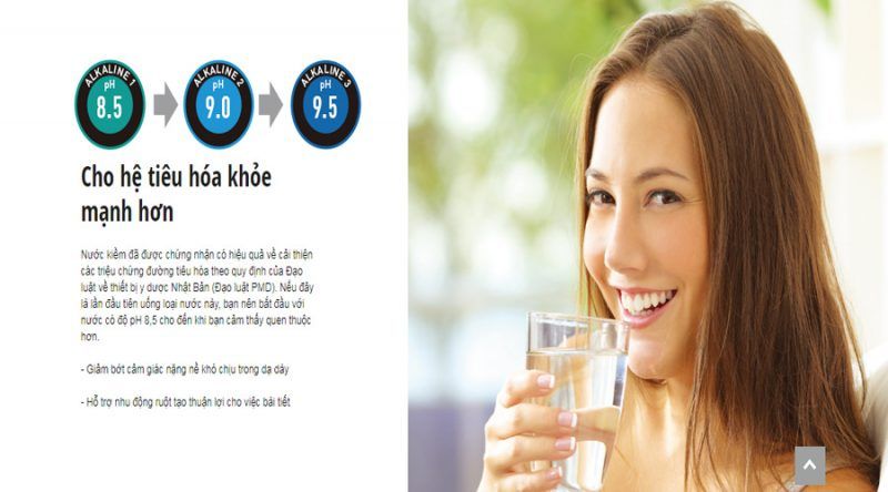 Nước từ máy lọc TK - AS66 giúp tăng cường sức khỏe hệ tiêu hóa