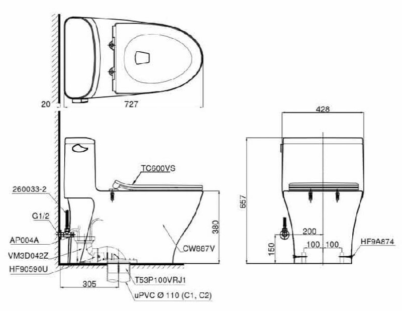 Bàn cầu một khối MS887