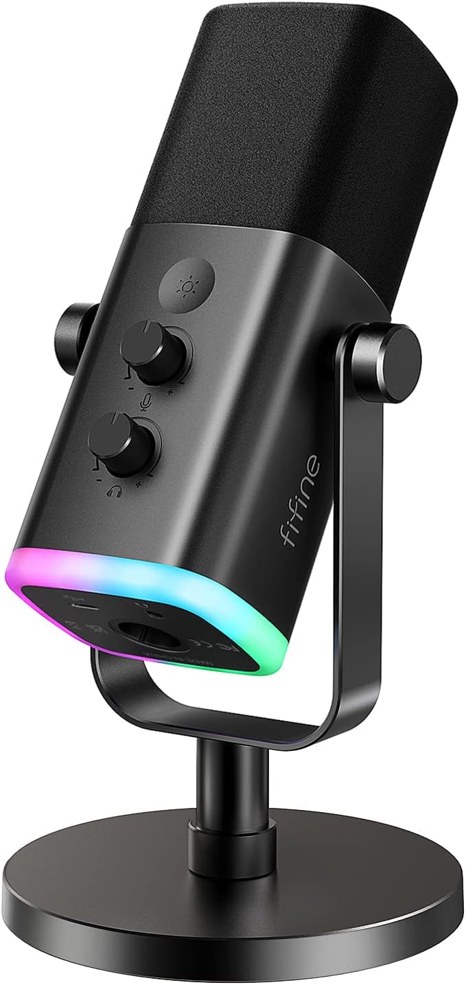 Trung Tâm Micro FIFINE XLR/USB AMPLIGAME AM8 – DYNAMIC RGB MICROPHONE