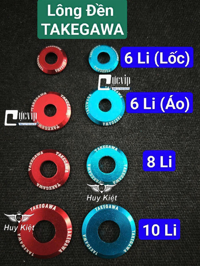 Lông Đền TAKEGAWA Nhôm CNC (XANH, ĐỎ) 6Li Lốc Máy, 6Li Dàn Áo, 8Li, 10Li, 4Li Trơn (Giá 1 Con) MS9947